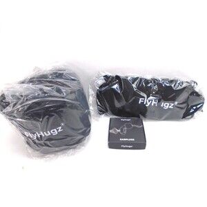 FlyHugz Travel Neck Pillow + Sleep Mask+ Ear Plugs Memory Foam Storage Bags